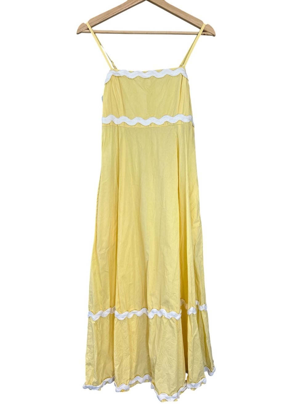Sim & Sam Ric Rac Cottagecore Cotton Maxi Dress in Butter Yellow - Picture 3 of 9